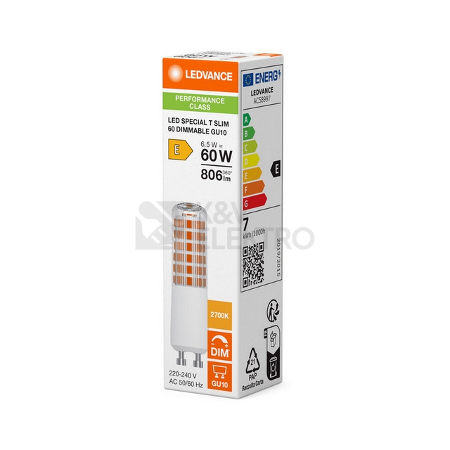 Obrázek produktu LED žárovka GU10 LEDVANCE SPECIAL T SLIM 6,5W (60W) teplá bílá (2700K) stmívatelná 1