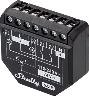 Spínací modul Shelly 2 PM Gen3 2 kanály měření spotřeby paměť 8MB WiFi Bluetooth