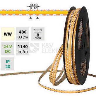 Obrázek produktu LED pásek McLED 24V COB teplá bílá 480LED/m 12W/m CRI90 8mm ML-126.121.90.2 0