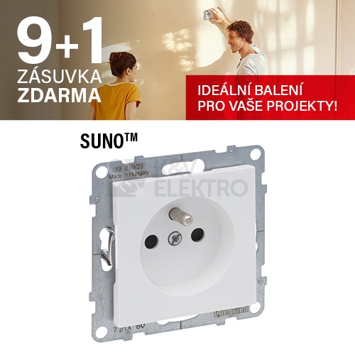  Legrand SUNO zásuvka s clonkami bílá 721180 akce 9+1