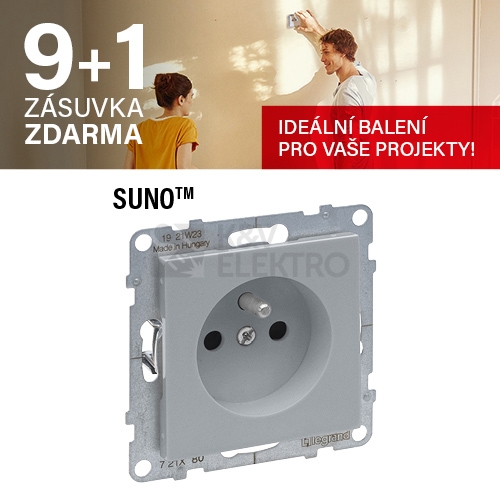  Legrand SUNO zásuvka s clonkami hliník 721380 akce 9+1