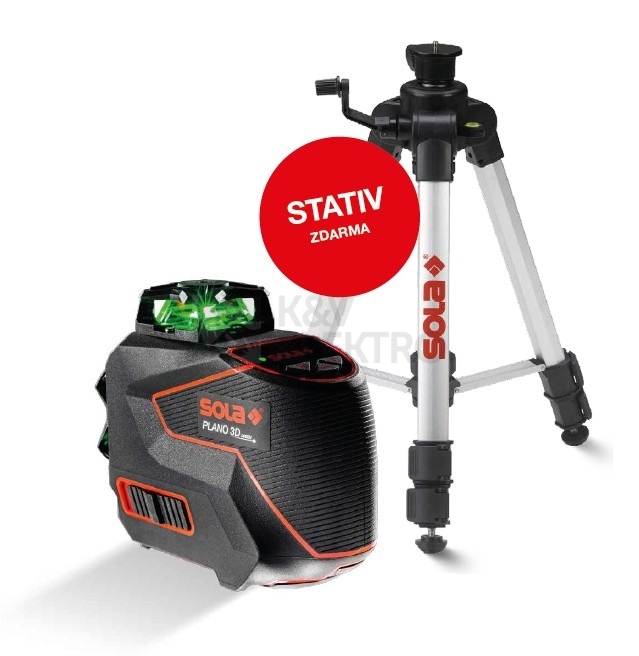 Obrázek produktu Křížový liniový laser SOLA PLANO 3D green 71017241 včetně stativu a laserových brýlí 0