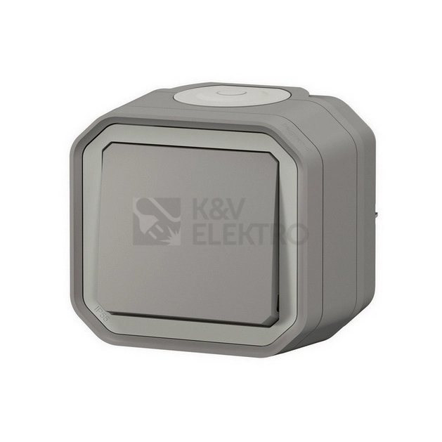 Obrázek produktu Legrand Plexo IP55 venkovní vypínač č.7 šedá komplet pro povrchovou montáž 069716L 1