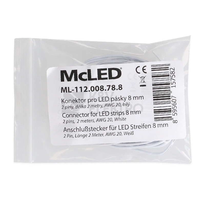 Obrázek produktu Připojovací konektor zářezový LED pásků 8mm 2pin 2m McLED ML-112.008.78.8 2