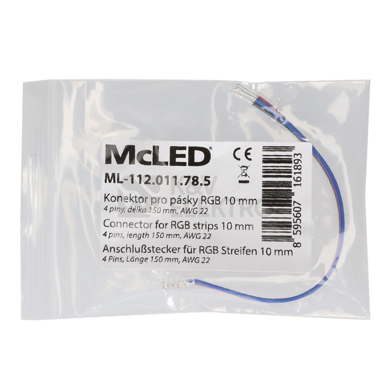 Obrázek produktu Připojovací konektor RGB LED pásků 10mm 4pin 150cm McLED ML-112.011.78.5 4