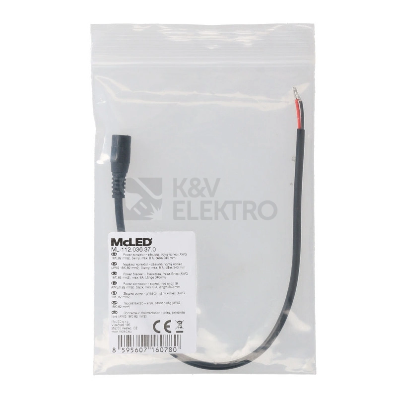 Obrázek produktu Napájecí konektor 8A McLED zásuvka 34cm ML-112.036.37.0 2
