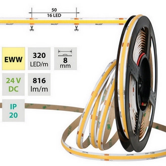LED pásek McLED 24V COB teplá bílá 320LED/m 8W/m CRI90 8mm ML-126.115.90.2