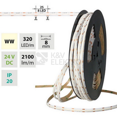 Obrázek produktu LED pásek McLED 24V COB teplá bílá 320LED/m 16,8W/m CRI90 8mm ML-126.131.90.2 0