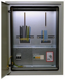 Elektroměrový rozvaděč RE 10.Z. B25/3 pro fotovoltaiku s vypínačem pro PRE šedá