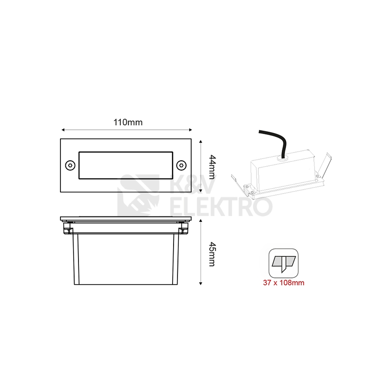 Obrázek produktu Vestavné LED svítidlo ACA Lighting 2W 3000K IP54 PAS230GP 1