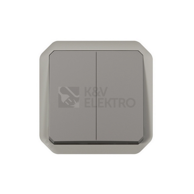 Obrázek produktu Legrand Plexo IP55 venkovní vypínač č.6+6 nebo dvojité tlačítko šedá 069525L 0