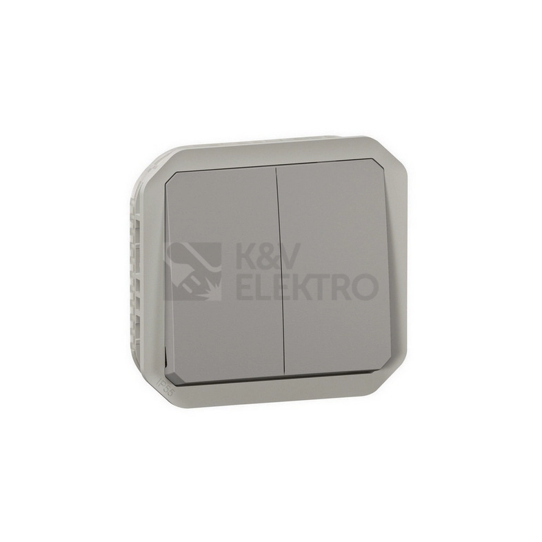 Obrázek produktu Legrand Plexo IP55 venkovní vypínač č.6+6 nebo dvojité tlačítko šedá 069525L 1