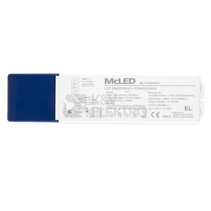 Obrázek produktu Nouzový modul 1,5-3hod. max. 5W McLED ML-419.065.68.0 0