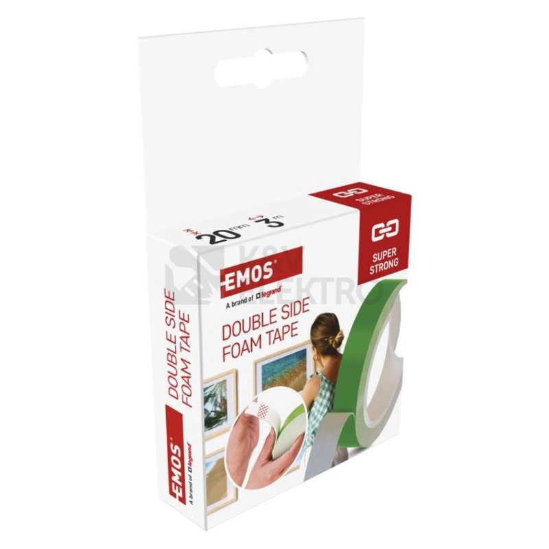 Obrázek produktu Pěnová oboustranná páska 20 mm / 3 m, zelená EMOS F6090 1