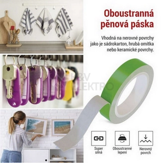 Obrázek produktu Pěnová oboustranná páska 20 mm / 3 m, zelená EMOS F6090 4