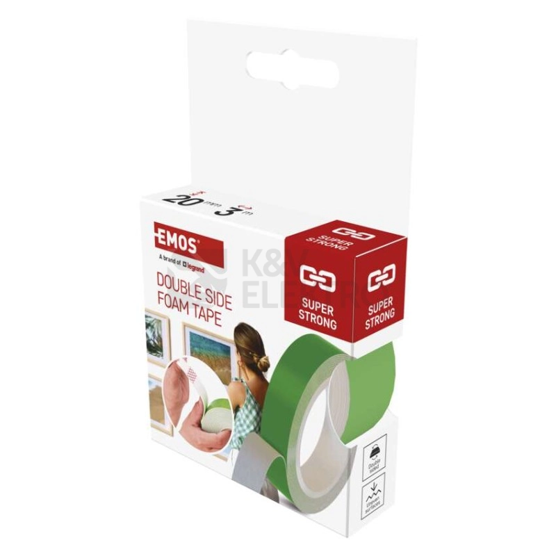 Obrázek produktu Pěnová oboustranná páska 20 mm / 3 m, zelená EMOS F6090 10