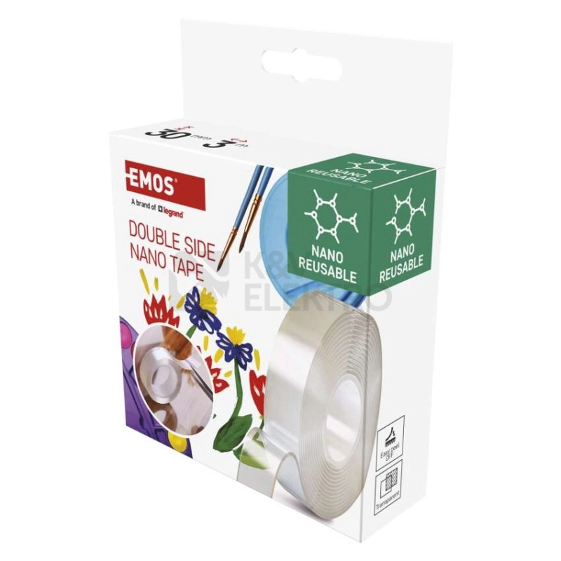 Obrázek produktu Oboustranná páska NANO 30 mm / 3 m, transparentní EMOS F6300 1