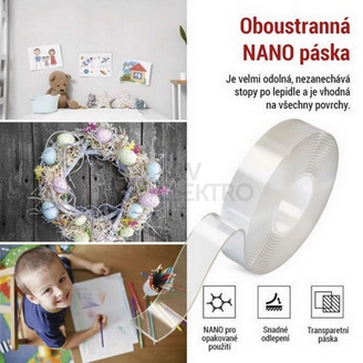 Obrázek produktu Oboustranná páska NANO 30 mm / 3 m, transparentní EMOS F6300 5