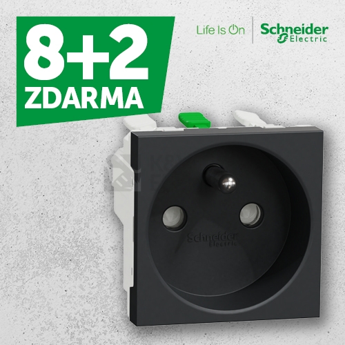  Schneider Electric Nová Unica zásuvka bezšroubová antracit NU305954E AKCE 8+2