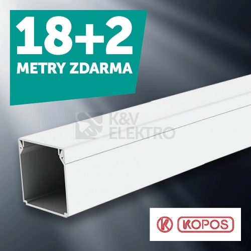 Obrázek produktu Lišta na kabely KOPOS LHD 40x40 HD 2m bílá AKCE 18+2m 0
