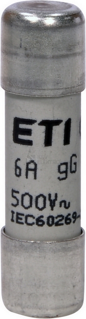 Obrázek produktu Pojistka válcová ETI CH10x38 gG 6A 500VAC 002651015 0