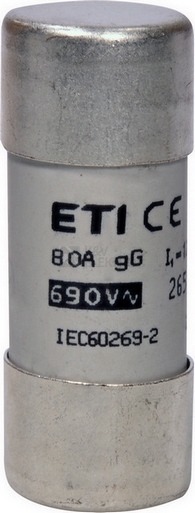 Obrázek produktu Pojistka válcová ETI CH22x58 gG 80A 690VAC 002651049 0
