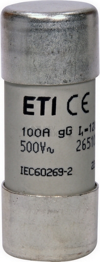 Obrázek produktu Pojistka válcová ETI CH22x58 gG 100A 500VAC 002651050 0