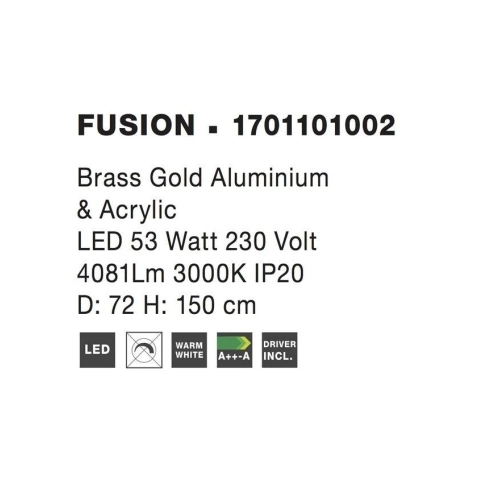 Závěsné LED svítidlo NOVA LUCE FUSION 53W 3000K zlatá barva 1701101002 (obrázek 3)