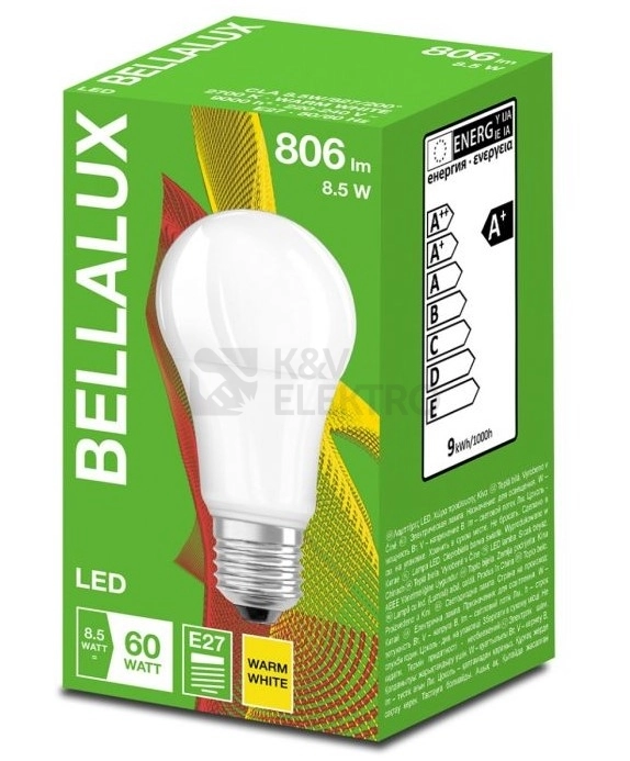 Obrázek produktu LED žárovka E27 Bellalux ECO CLA FR 8,5W (60W) teplá bílá (2700K) AKCE 8+2
2