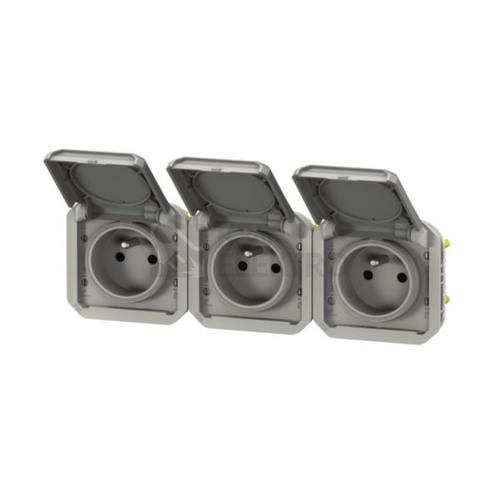 Obrázek produktu Legrand Plexo IP55 venkovní zásuvka 3x16A vodorovná 069564L 2