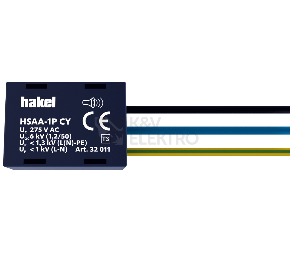 Obrázek produktu Svodič přepětí pod zásuvku Hakel HSAA-1P CY akustická signalizace 0
