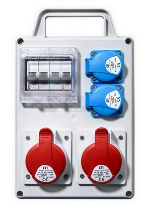 Obrázek produktu Zásuvková skříň ETI EDS4D 2/2 16 B IP44 2x230V 2x400V/16A/5p jištěná bez chrániče 001105824 0