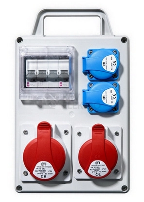 Obrázek produktu Zásuvková skříň ETI EDS4D 2/2 16/32 B IP44 2x230V 1x16A/5p 1x32A/5p jištěná bez chrániče 001105827 0