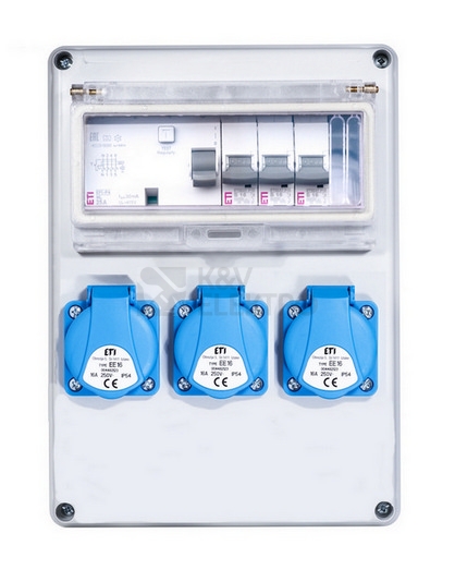 Obrázek produktu  Zásuvková skříň ETI EDS8 RCD 3 B 3F IP44 3x230V 001105840
 0