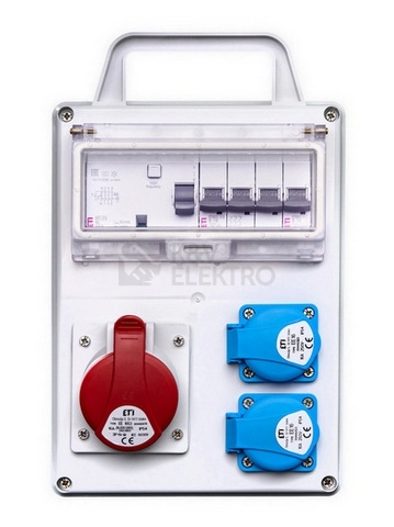 Obrázek produktu Zásuvková skříň ETI EDS8D RCD 2/1 16 B IP44 2x230V 1x16A/5p jištěná s chráničem 001105848 0