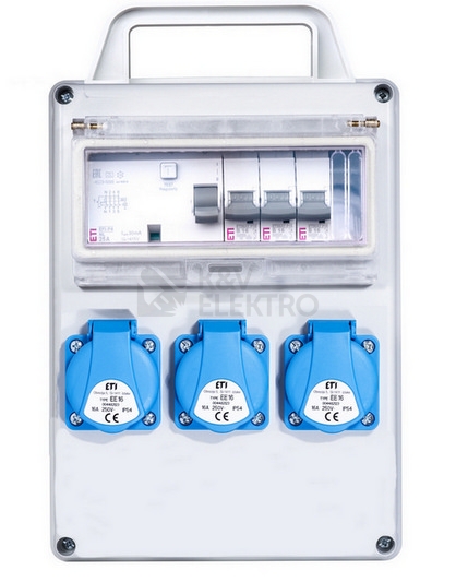Obrázek produktu Zásuvková skříň ETI EDS8D RCD 3 B 3F IP44 3x230V 001105858 0
