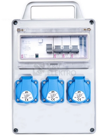 Obrázek produktu Zásuvková skříň ETI EDS8D RCD 3 B 3F IP44 3x230V jištěná s chráničem 001105858 0