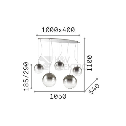 Obrázek produktu Závěsné svítidlo Ideal LUX Mapa clear 5x42W E27 346632 1