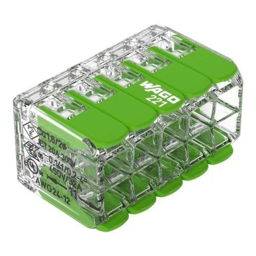Svorka WAGO 221-430 10x4 s páčkou zelená z recyklovaných plastů