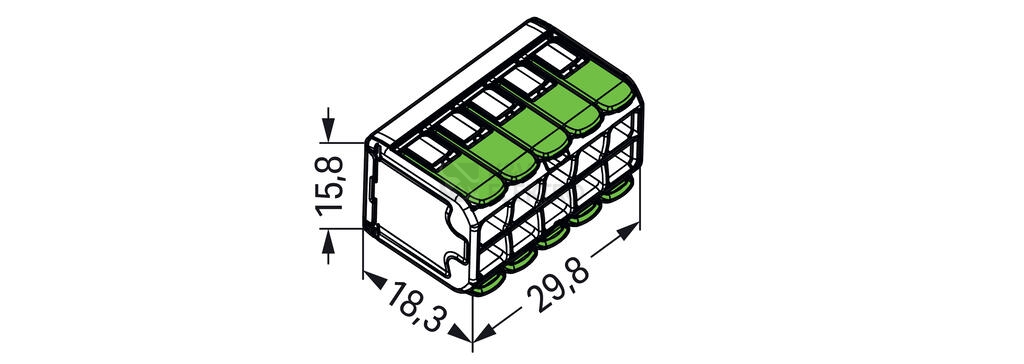 Obrázek produktu Svorka WAGO 221-430 10x4 s páčkou zelená z recyklovaných plastů 1