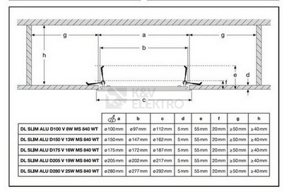 Obrázek produktu LED podhledové svítidlo LEDVANCE Slim Alu 205mm 9,5W/14,3W/19W 3000K/4000K teplá/neutrální bílá 4