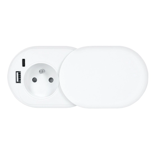1z + USB A+C 20W PD vestavná zásuvka s posuvným víčkem 2m matná bílá Solight PP124CW-PD20 (obrázek 4)