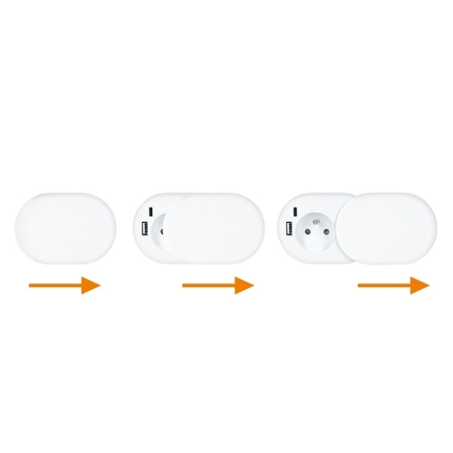 1z + USB A+C 20W PD vestavná zásuvka s posuvným víčkem 2m matná bílá Solight PP124CW-PD20 (obrázek 6)