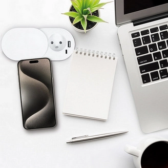 1z + USB A+C 20W PD vestavná zásuvka s posuvným víčkem 2m matná bílá Solight PP124CW-PD20 (obrázek 5)