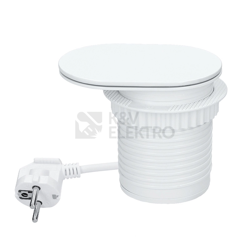 Obrázek produktu 1z + USB A+C 20W PD vestavná zásuvka s posuvným víčkem 2m matná bílá Solight PP124CW-PD20 1