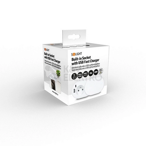 Obrázek produktu 1z + USB A+C 20W PD vestavná zásuvka s posuvným víčkem 2m matná bílá Solight PP124CW-PD20 7