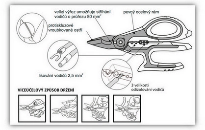 Nůžky multifunkční měď/hliník 3,5mm2 měkký kabel 80mm2 L=170mm NK 000 602 (obrázek 2)