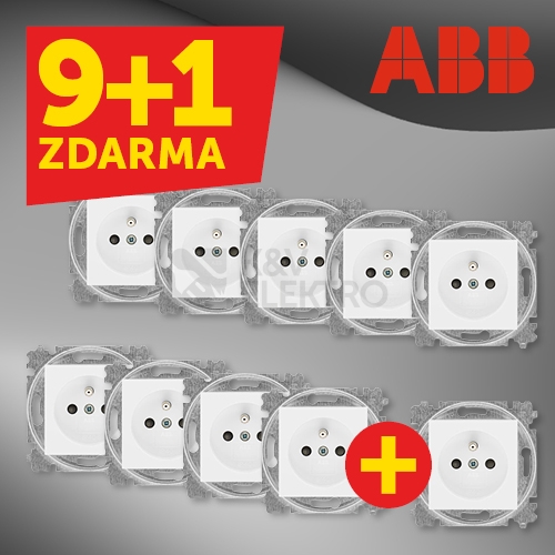  ABB Levit zásuvka bílá/bílá 6619H-A06357 03 výhodné balení 9+1