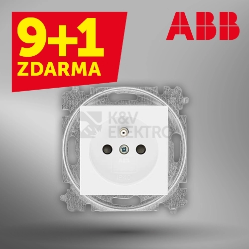 Obrázek produktu ABB Levit zásuvka bílá/bílá 6619H-A06357 03 výhodné balení 9+1 0