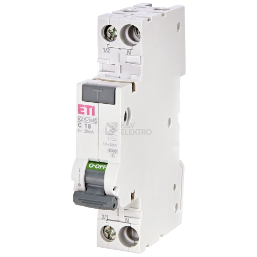 Kombinovaný chránič s jističem ETI KZS-1MS 1P+N A B16/0,03 (jističochránič) 002176205